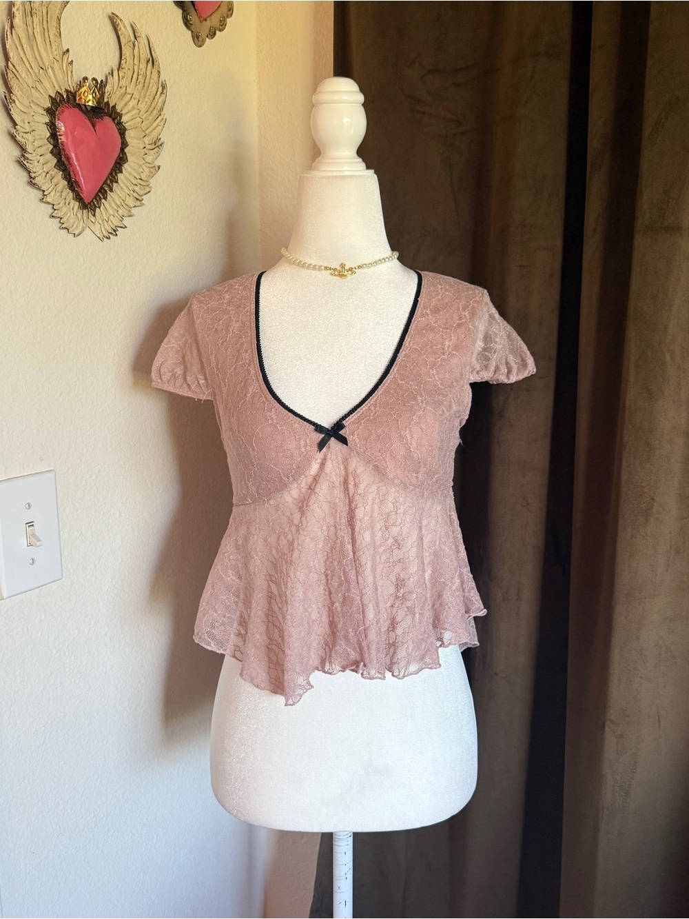 Full Tilt Lace Peplum Blouse - Mauve